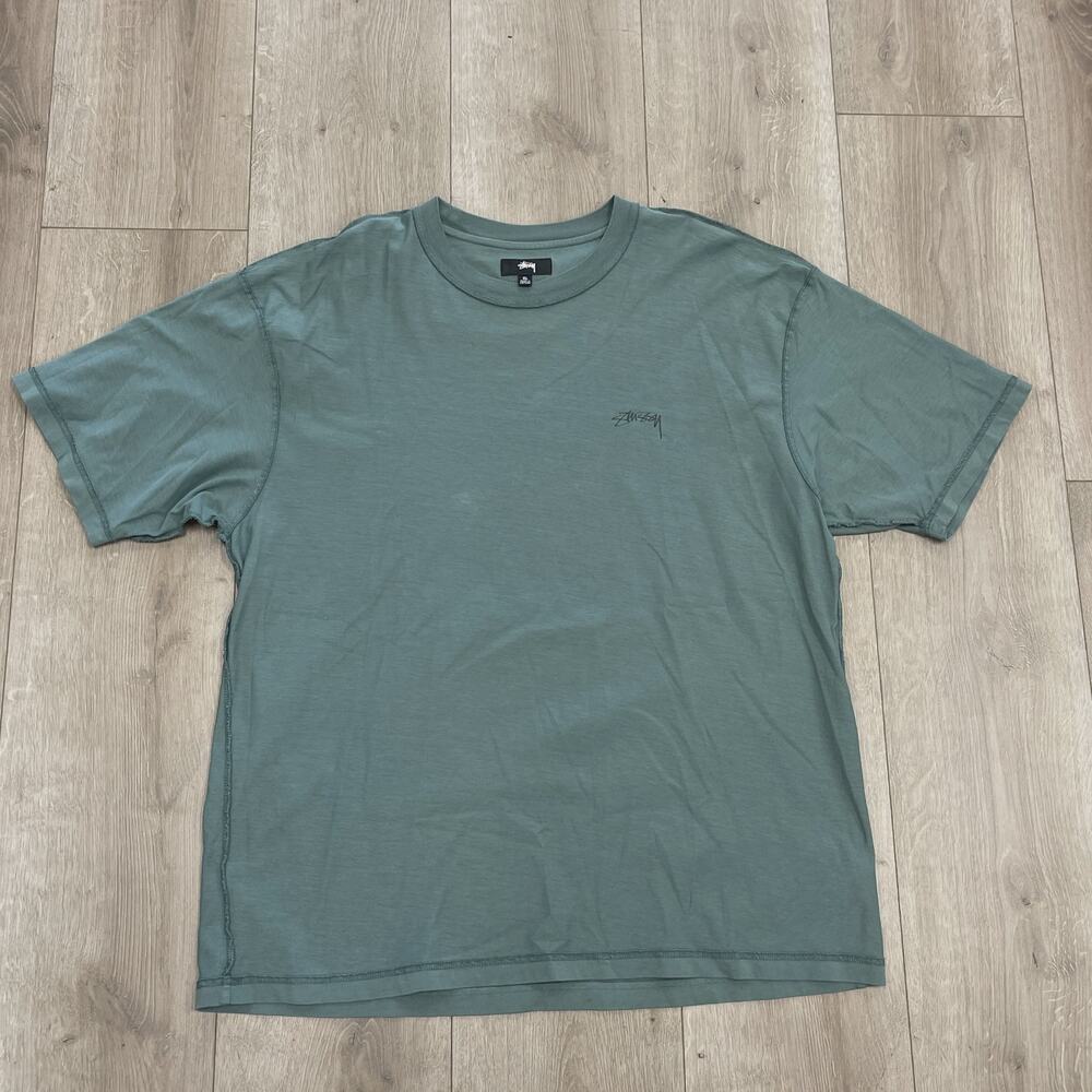 Stussy Pigment Dyed Inside Out Crewneck Lazy Tee T-Shirt 'Teal' sz XL SF